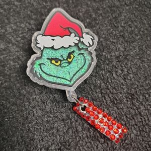 Grinch Christmas Retractable Badge Reel  Cute Nurse Id Holder Teacher Work Id